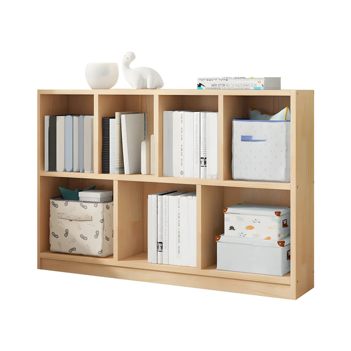 Horizontal Solid Wood Bookshelf Closed Back Bookcase Image - 20