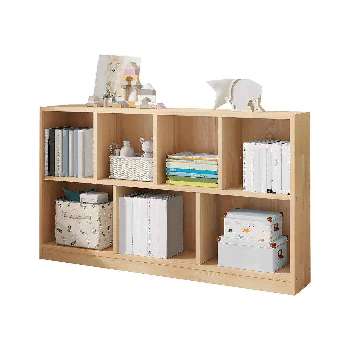 Horizontal Solid Wood Bookshelf Closed Back Bookcase Image - 21
