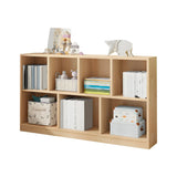 Horizontal Solid Wood Bookshelf Closed Back Bookcase Image - 21