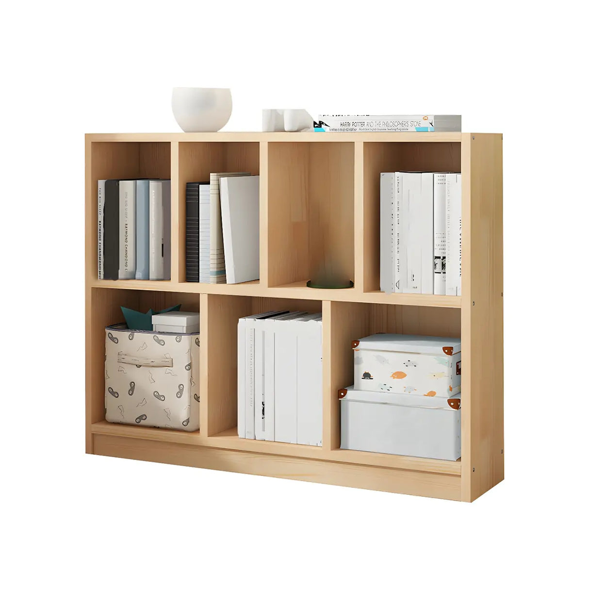 Horizontal Solid Wood Bookshelf Closed Back Bookcase Image - 23