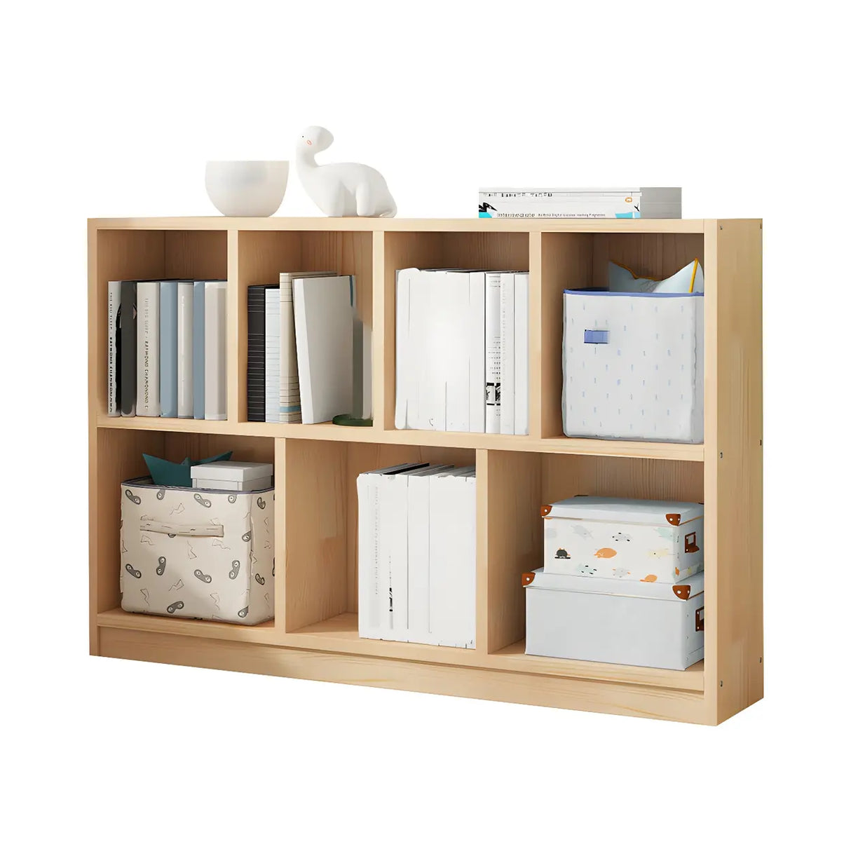 Horizontal Solid Wood Bookshelf Closed Back Bookcase Image - 24