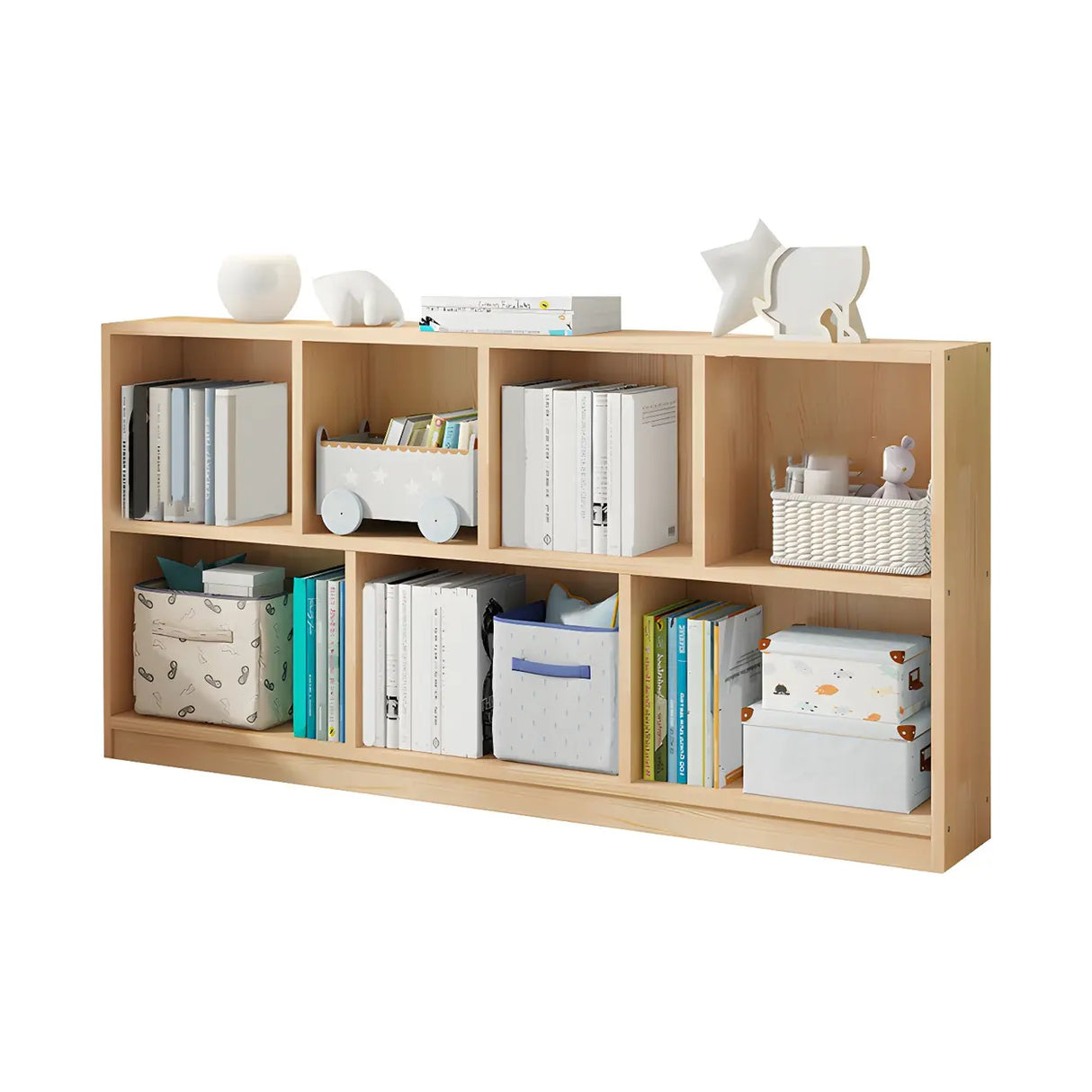 Horizontal Solid Wood Bookshelf Closed Back Bookcase Image - 26
