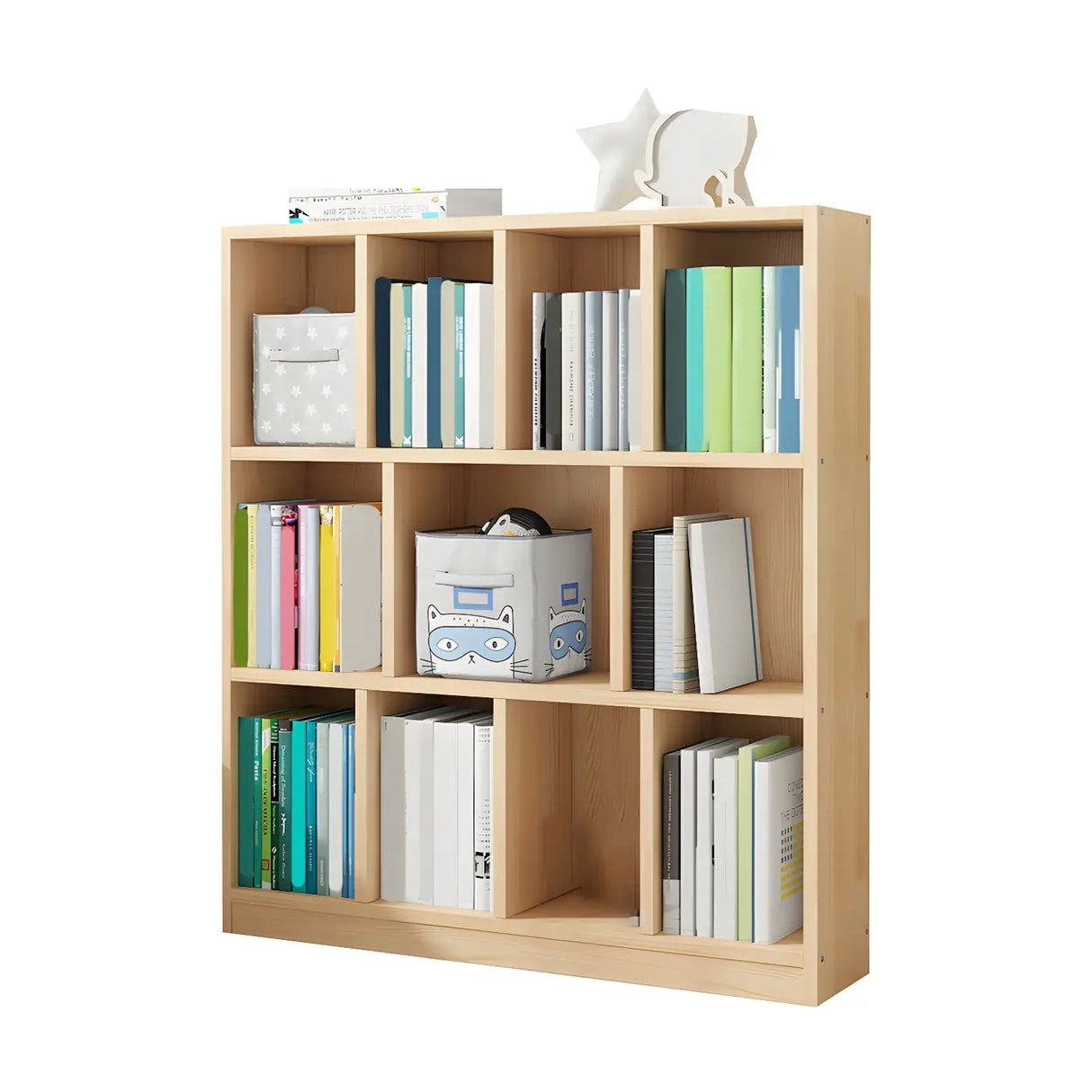 Horizontal Solid Wood Bookshelf Closed Back Bookcase Image - 27