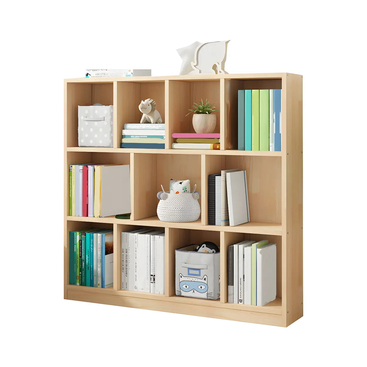 Horizontal Solid Wood Bookshelf Closed Back Bookcase Image - 28