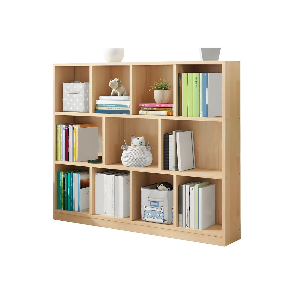 Horizontal Solid Wood Bookshelf Closed Back Bookcase Image - 29