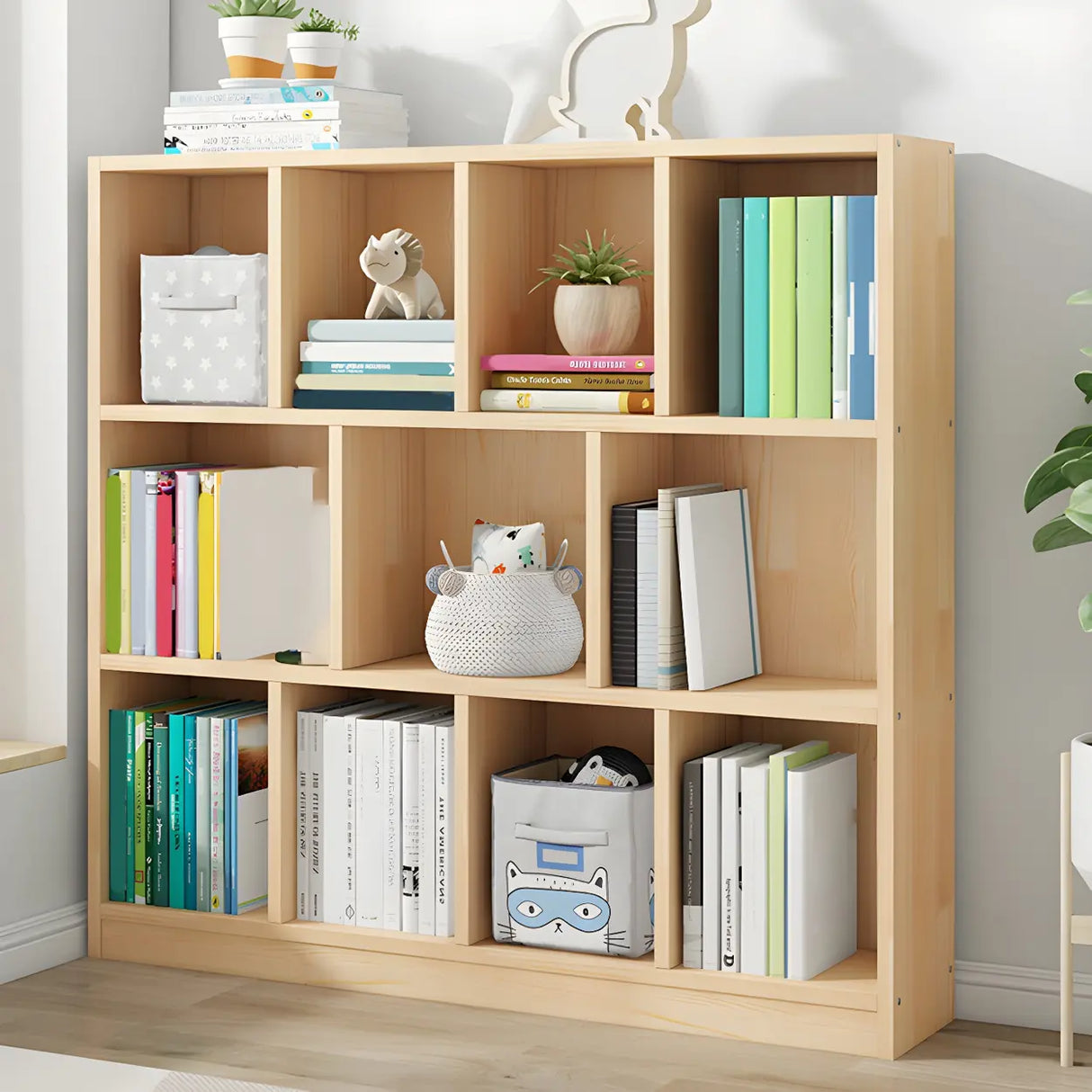 Horizontal Solid Wood Bookshelf Closed Back Bookcase Image - 3