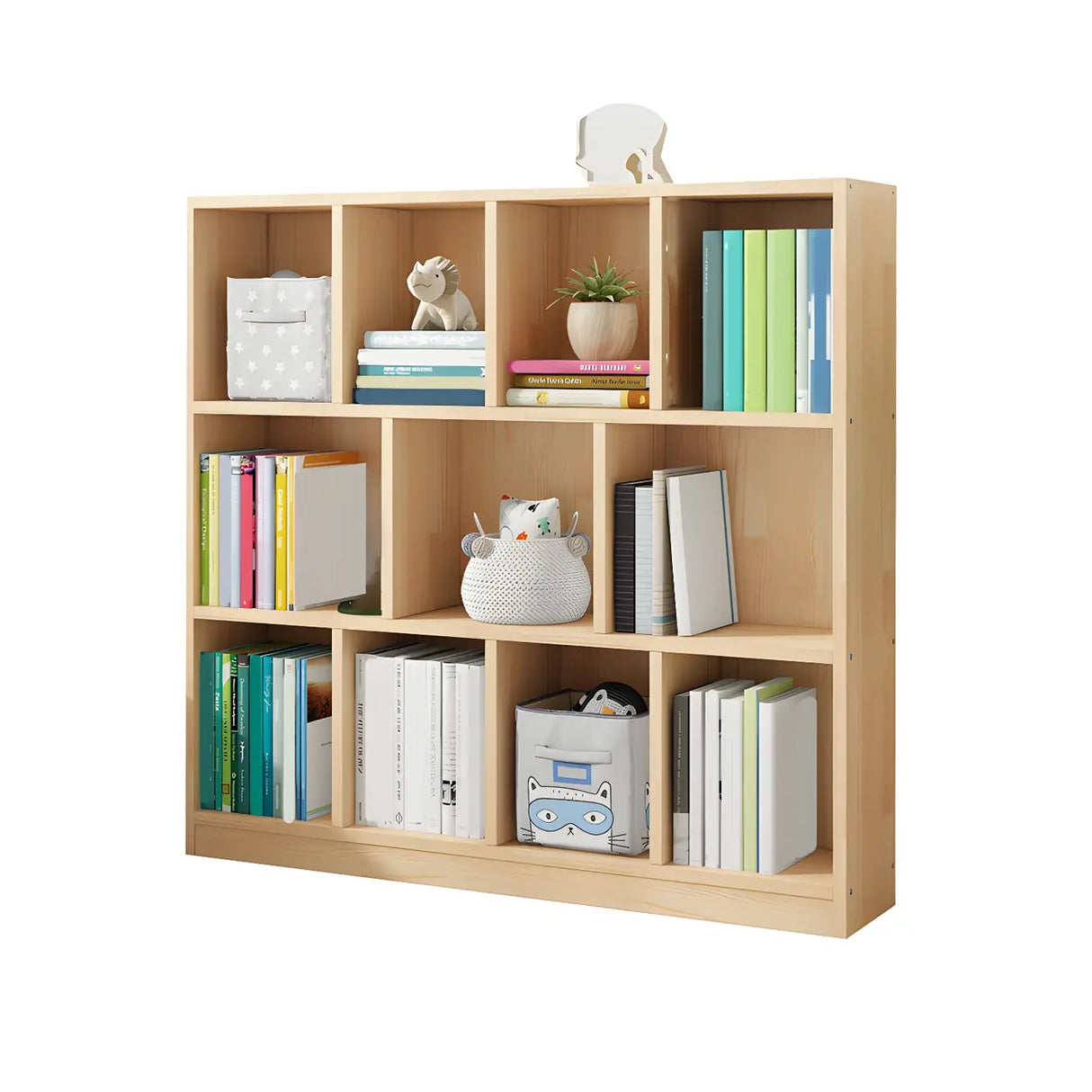 Horizontal Solid Wood Bookshelf Closed Back Bookcase Image - 30