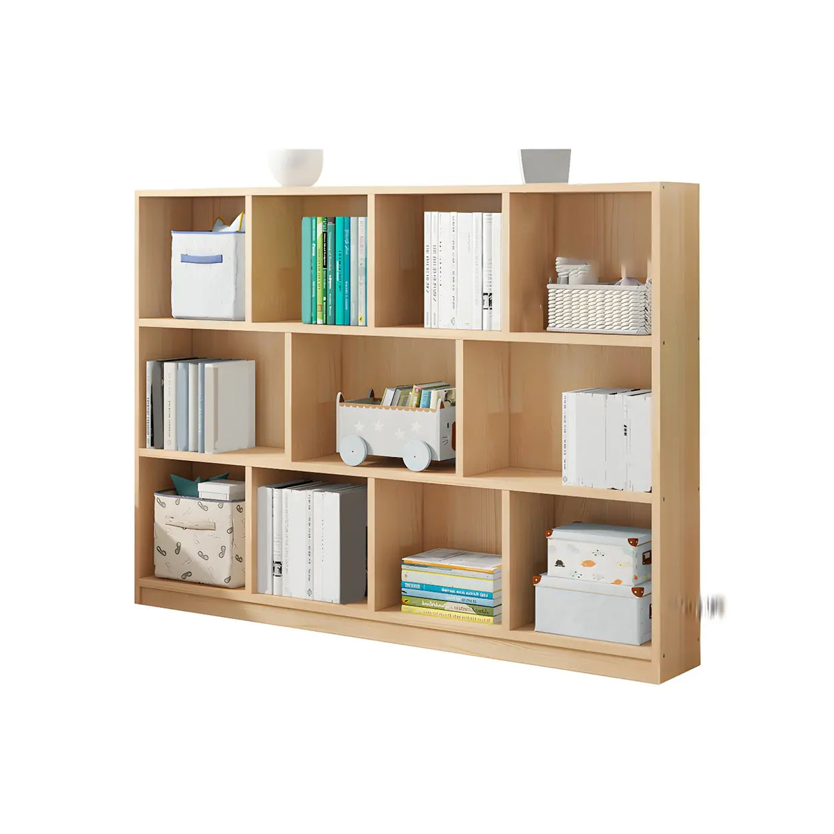 Horizontal Solid Wood Bookshelf Closed Back Bookcase Image - 32