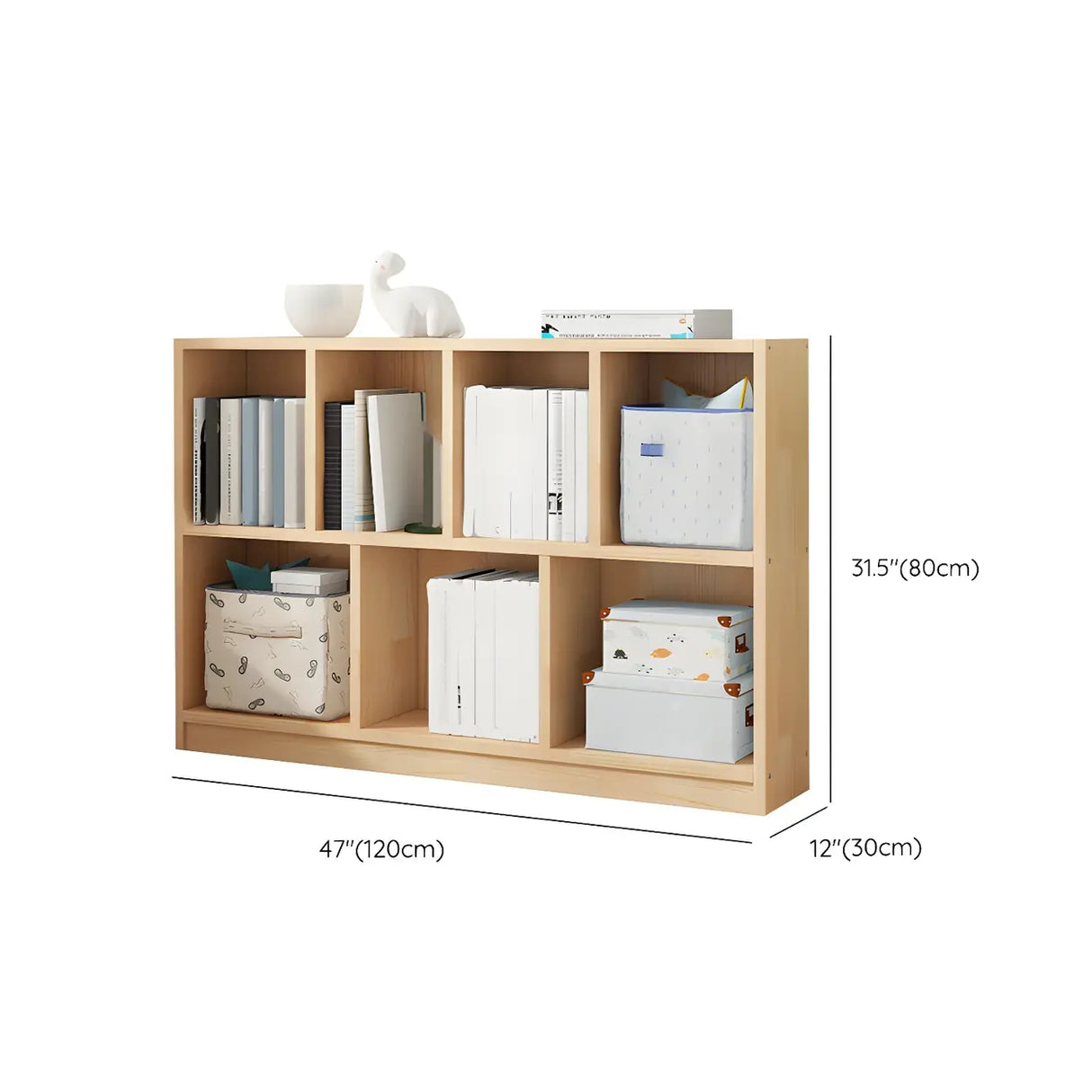 Horizontal Solid Wood Bookshelf Closed Back Bookcase 
