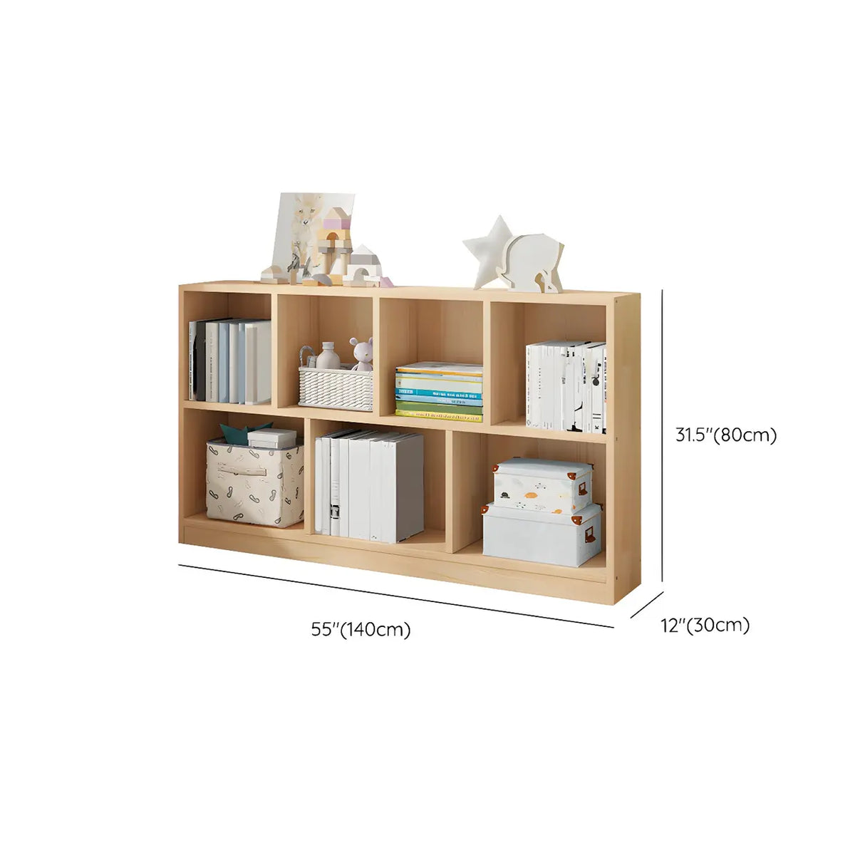 Horizontal Solid Wood Bookshelf Closed Back Bookcase Image - 34
