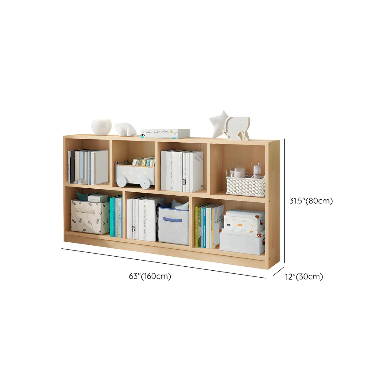 Horizontal Solid Wood Bookshelf Closed Back Bookcase Image - 35