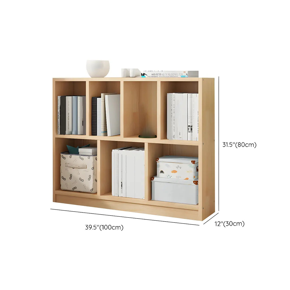 Horizontal Solid Wood Bookshelf Closed Back Bookcase Image - 36