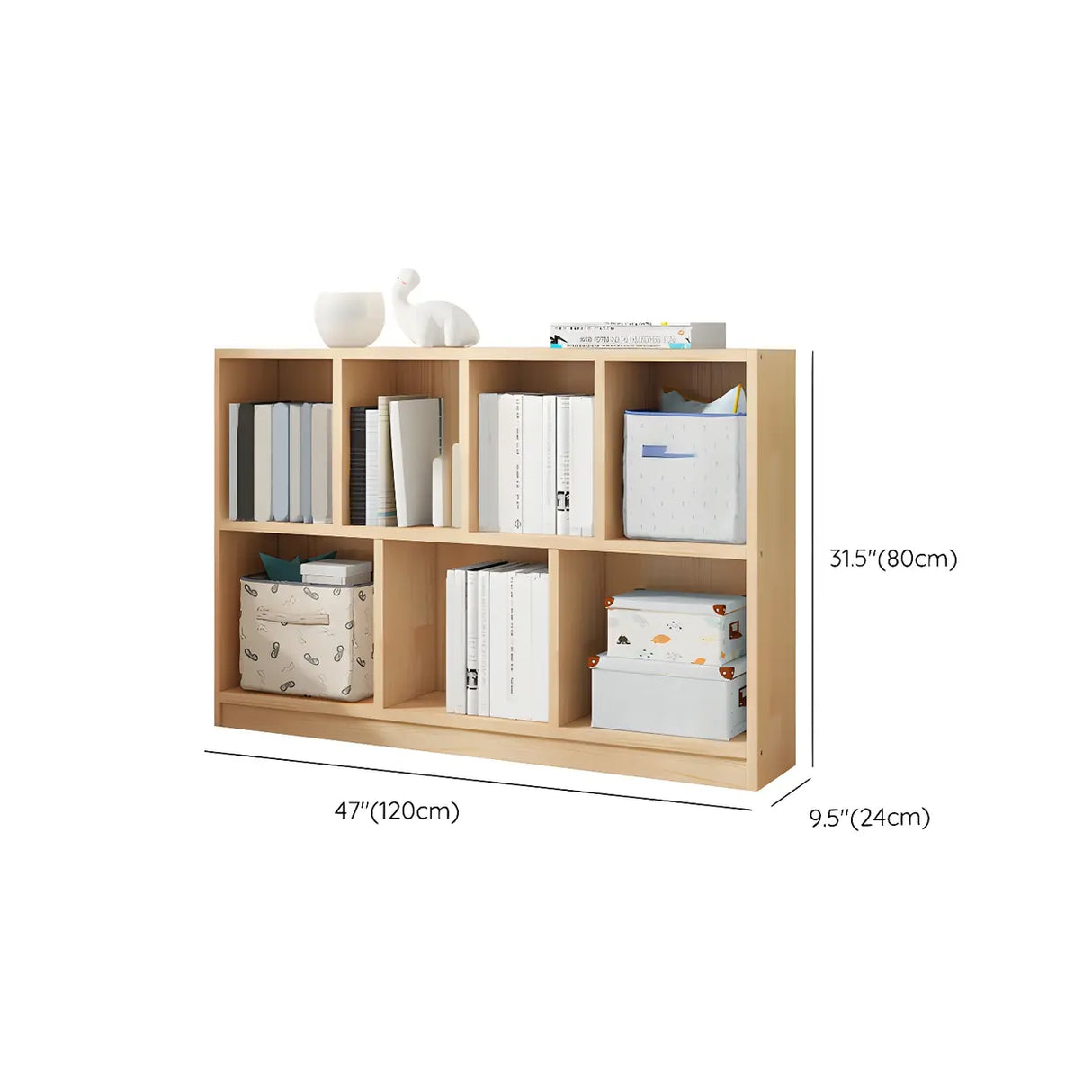 Horizontal Solid Wood Bookshelf Closed Back Bookcase Image - 38