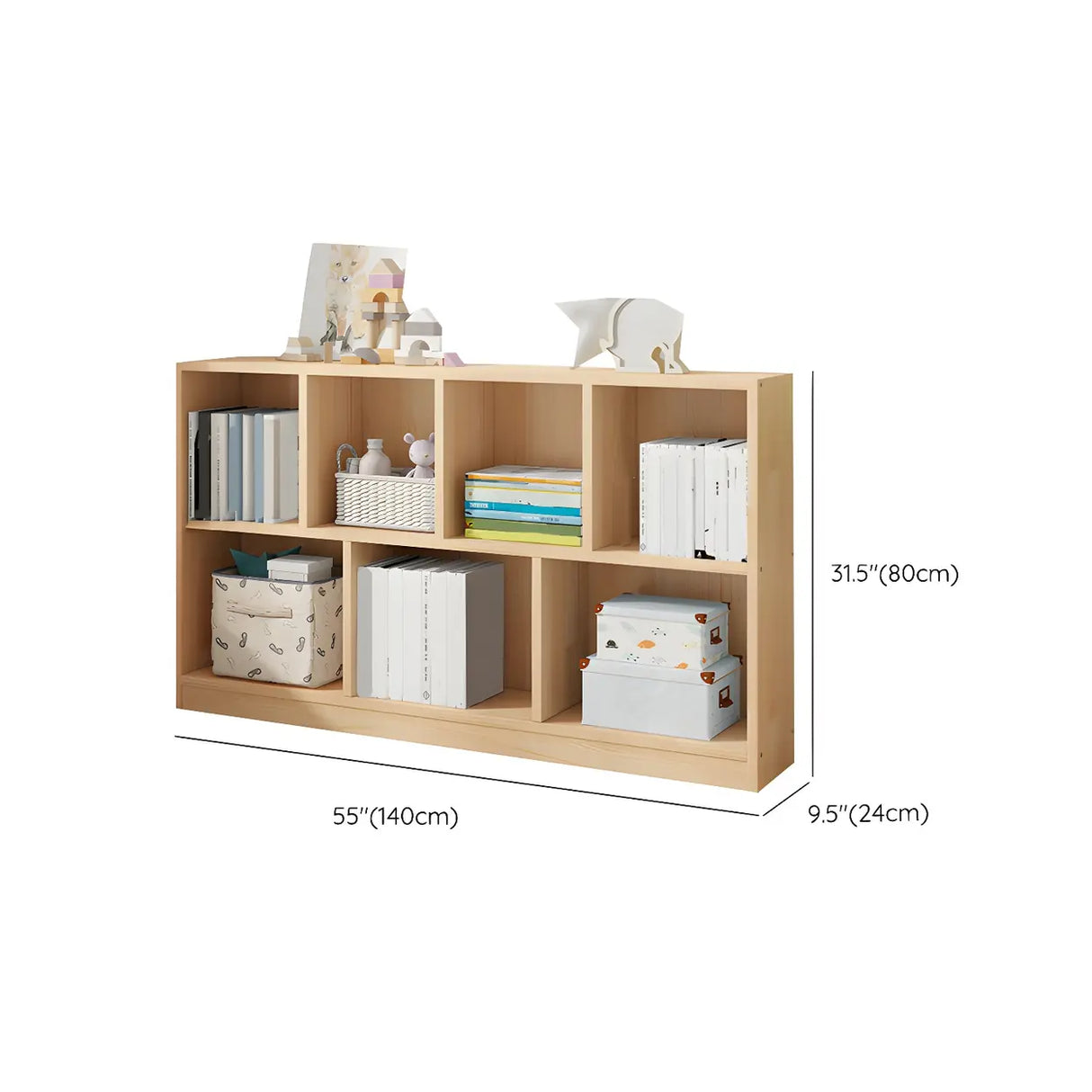 Horizontal Solid Wood Bookshelf Closed Back Bookcase Image - 39
