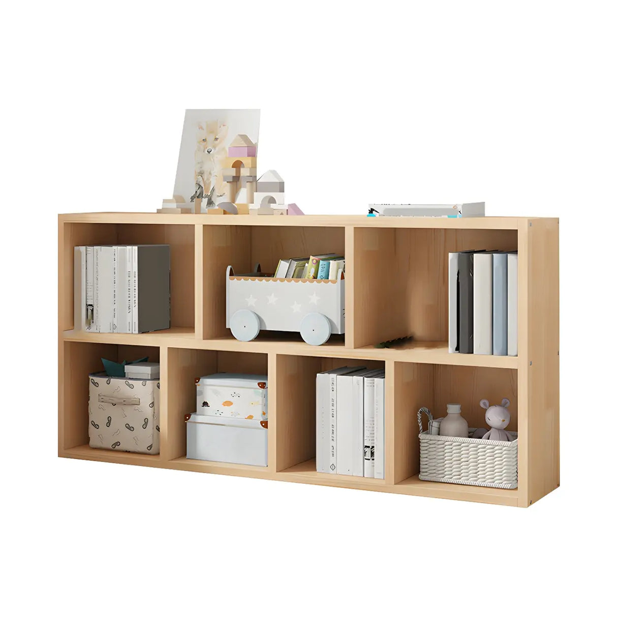 Horizontal Solid Wood Bookshelf Closed Back Bookcase Image - 4