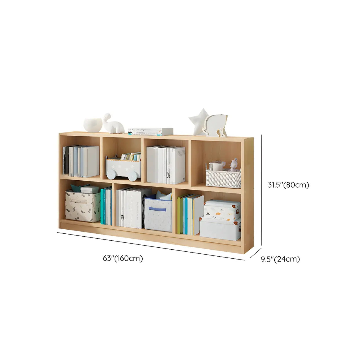 Horizontal Solid Wood Bookshelf Closed Back Bookcase Image - 40