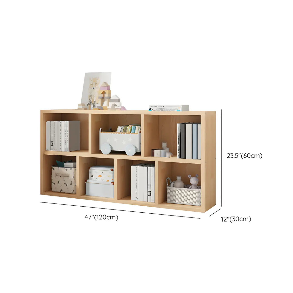 Horizontal Solid Wood Bookshelf Closed Back Bookcase Image - 42