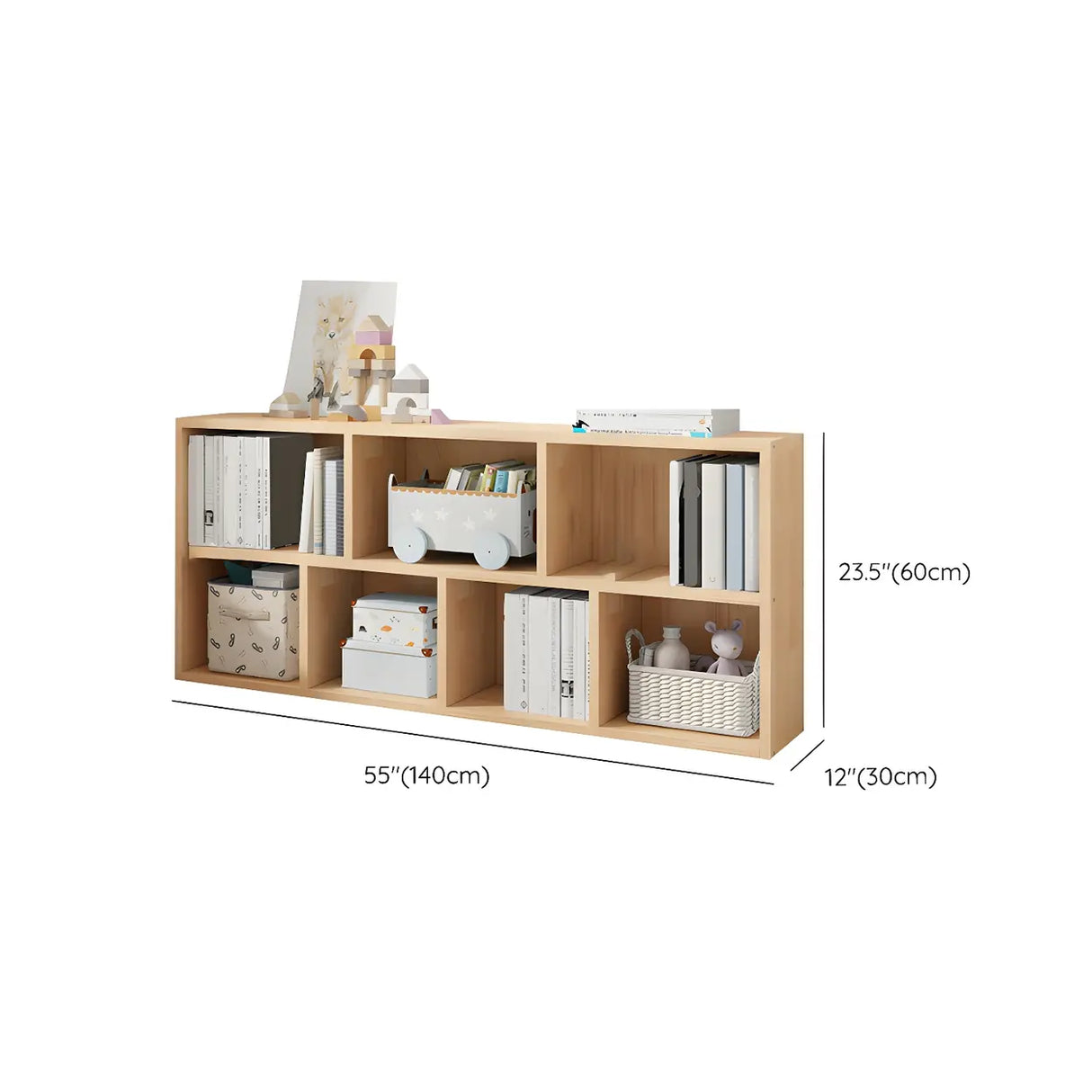 Horizontal Solid Wood Bookshelf Closed Back Bookcase Image - 43