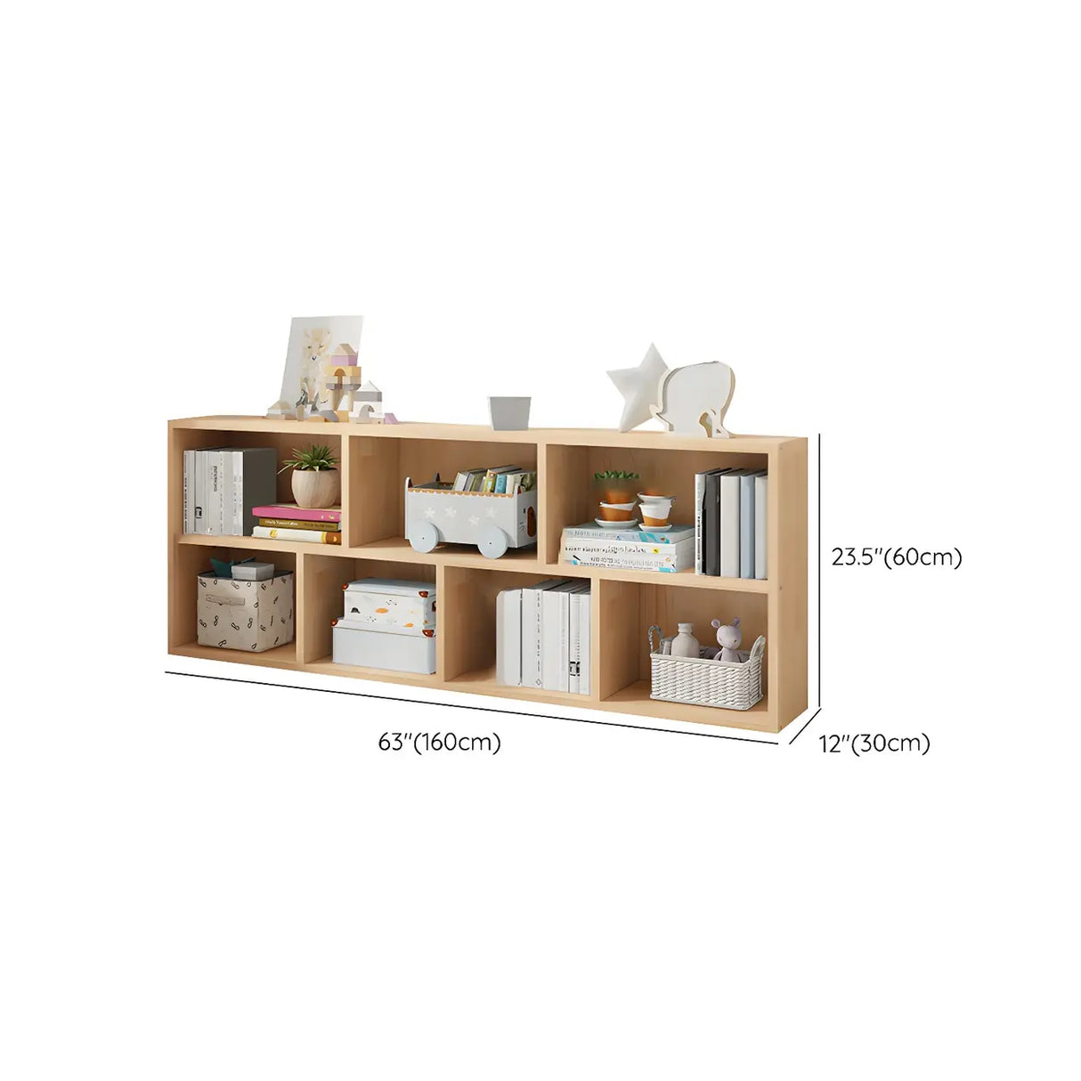 Horizontal Solid Wood Bookshelf Closed Back Bookcase Image - 44