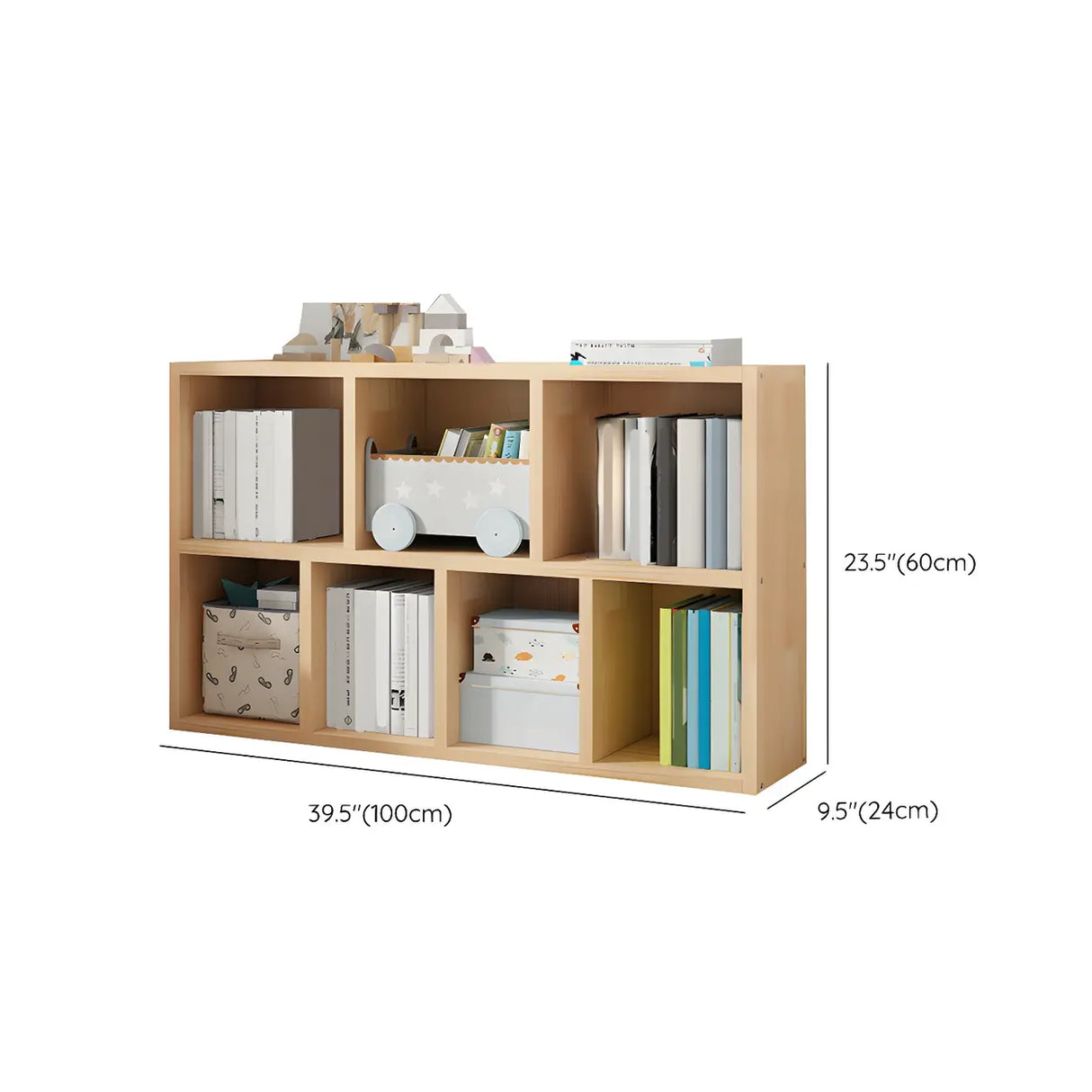 Horizontal Solid Wood Bookshelf Closed Back Bookcase Image - 45