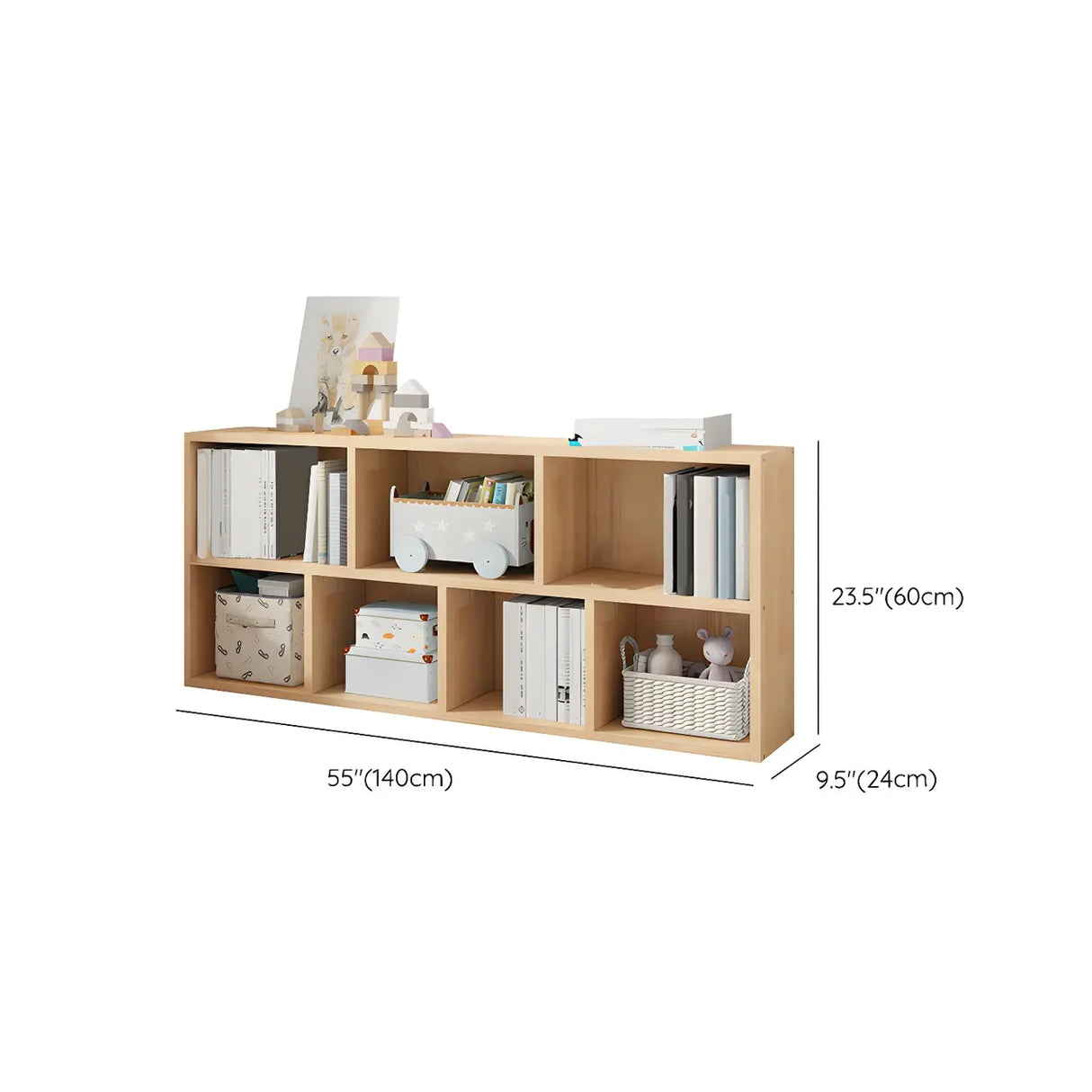 Horizontal Solid Wood Bookshelf Closed Back Bookcase Image - 46