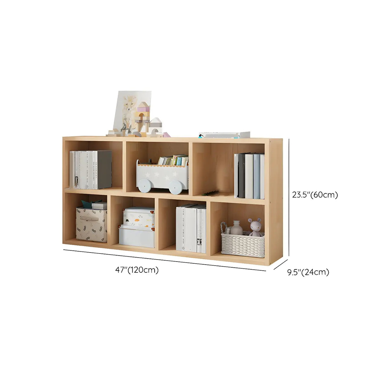 Horizontal Solid Wood Bookshelf Closed Back Bookcase Image - 47