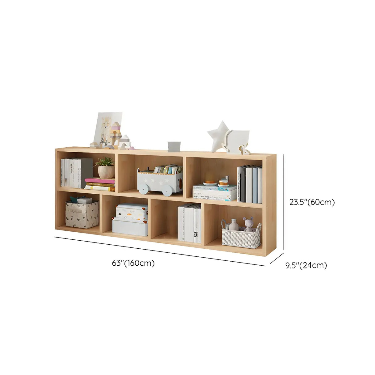 Horizontal Solid Wood Bookshelf Closed Back Bookcase Image - 48