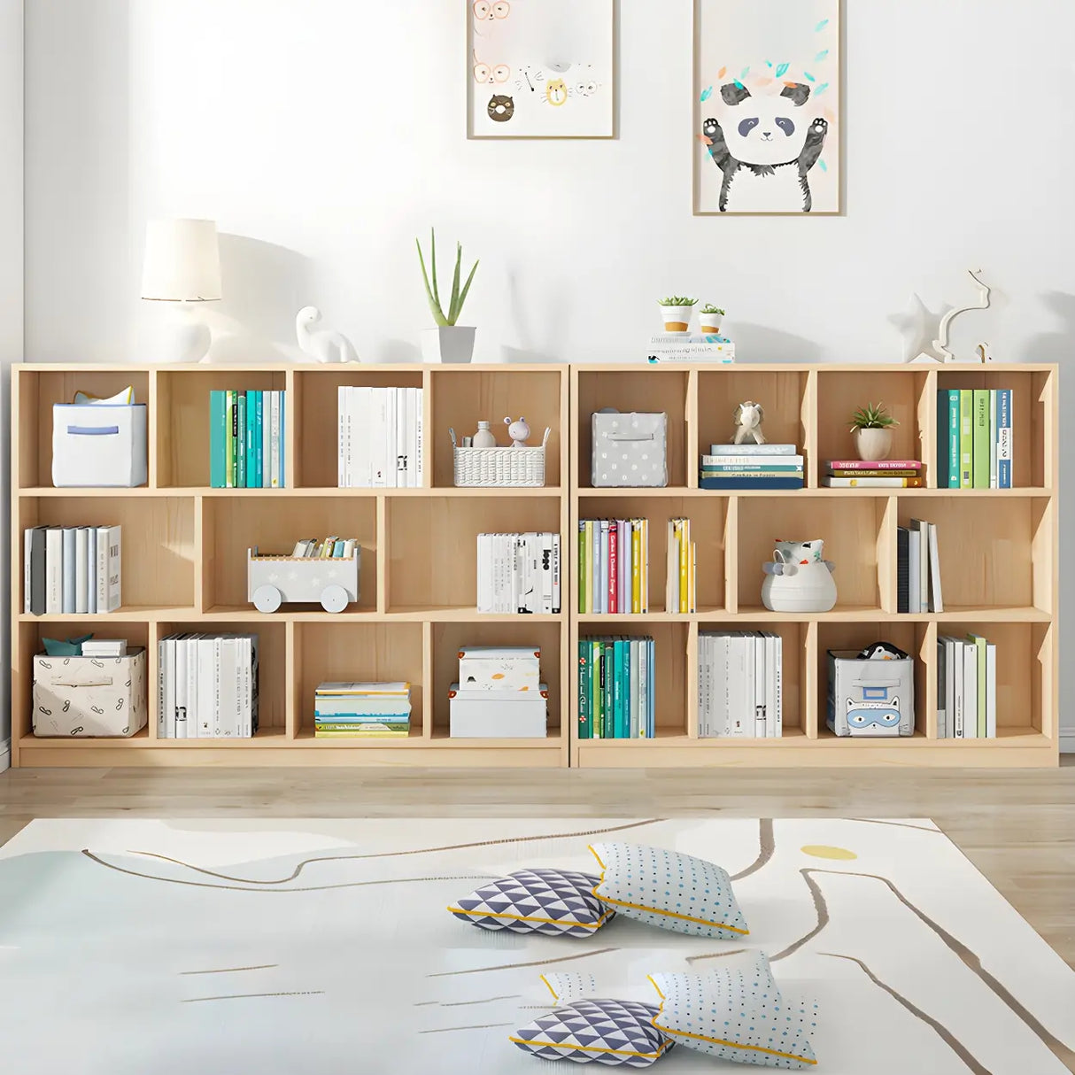 Horizontal Solid Wood Bookshelf Closed Back Bookcase Image - 5