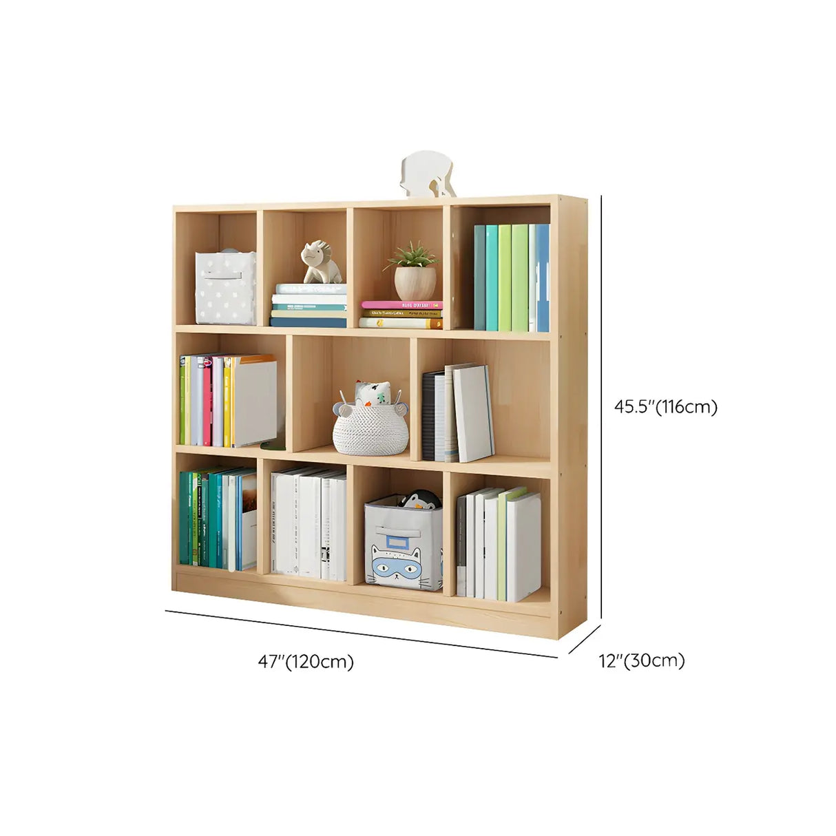 Horizontal Solid Wood Bookshelf Closed Back Bookcase Image - 51