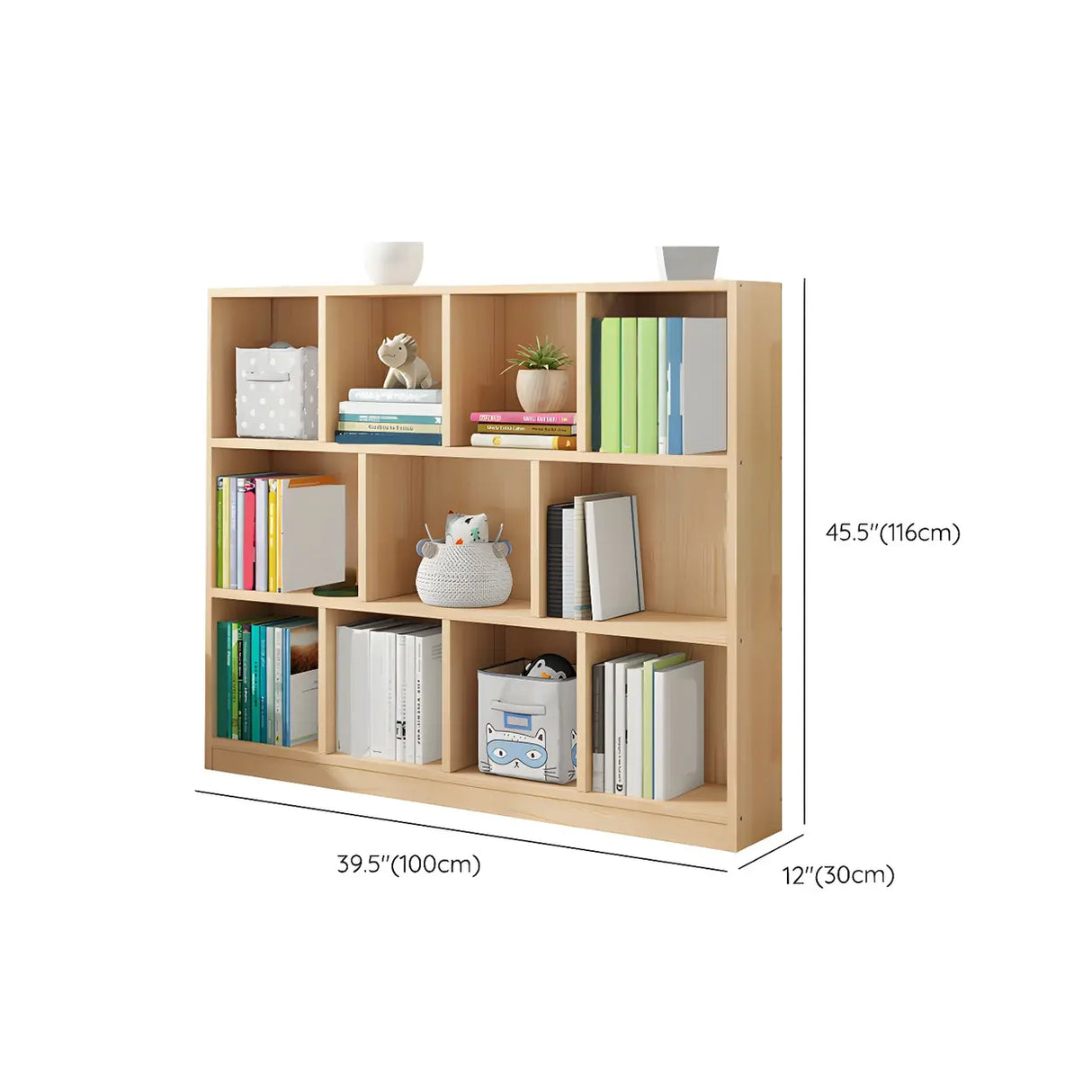 Horizontal Solid Wood Bookshelf Closed Back Bookcase Image - 52