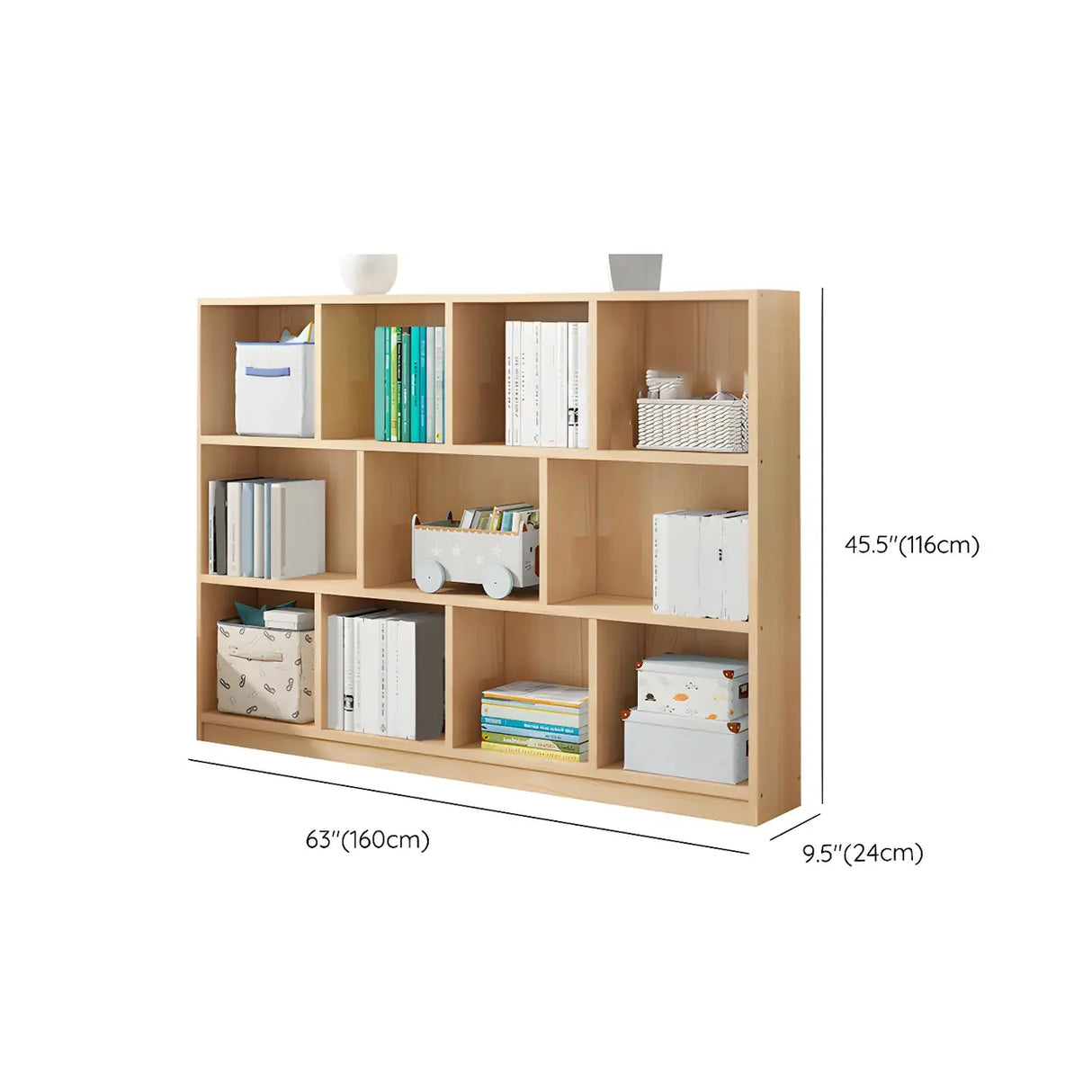 Horizontal Solid Wood Bookshelf Closed Back Bookcase Image - 53