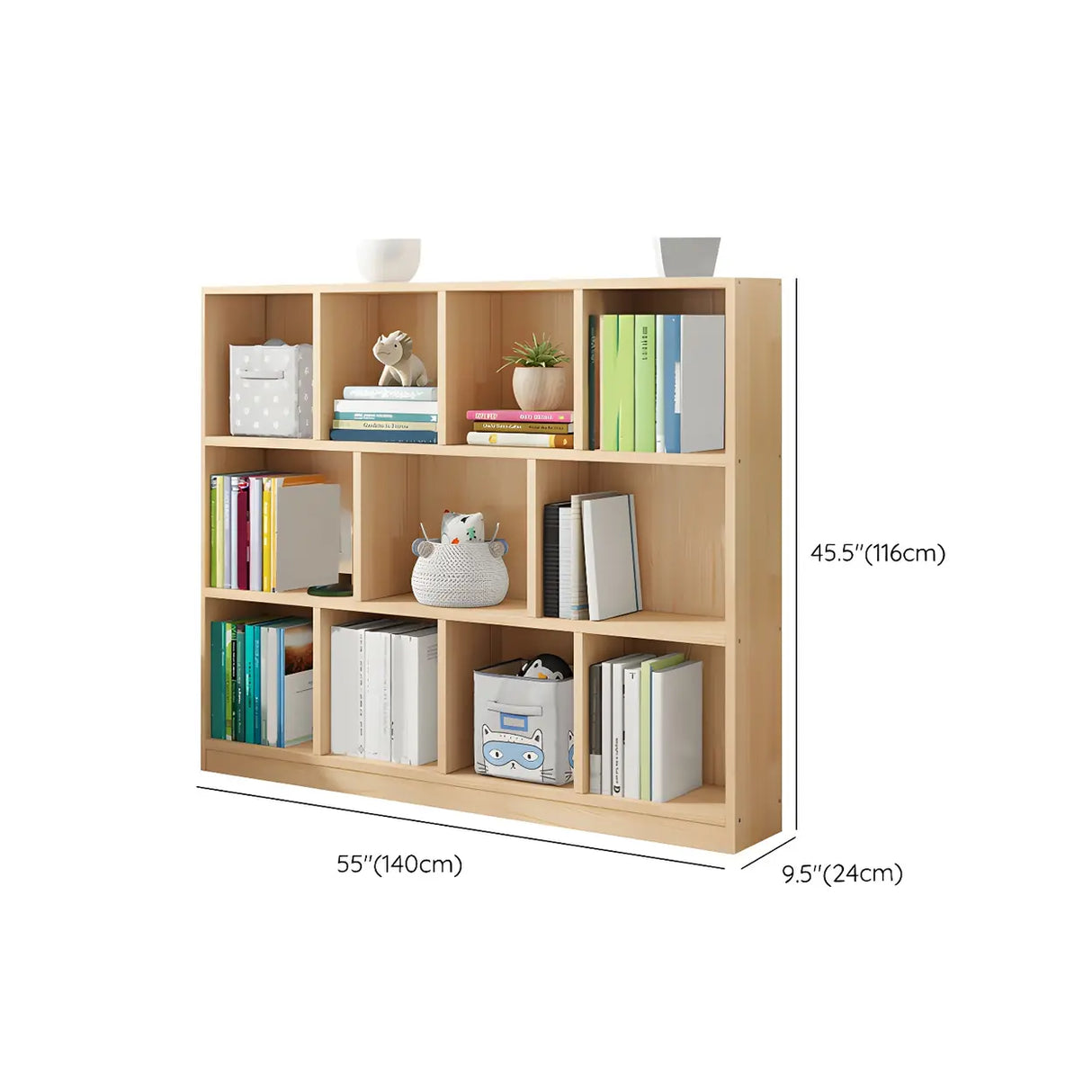 Horizontal Solid Wood Bookshelf Closed Back Bookcase Image - 54