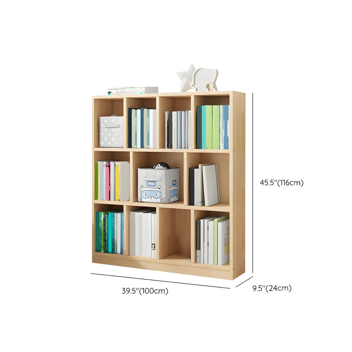 Horizontal Solid Wood Bookshelf Closed Back Bookcase Image - 55