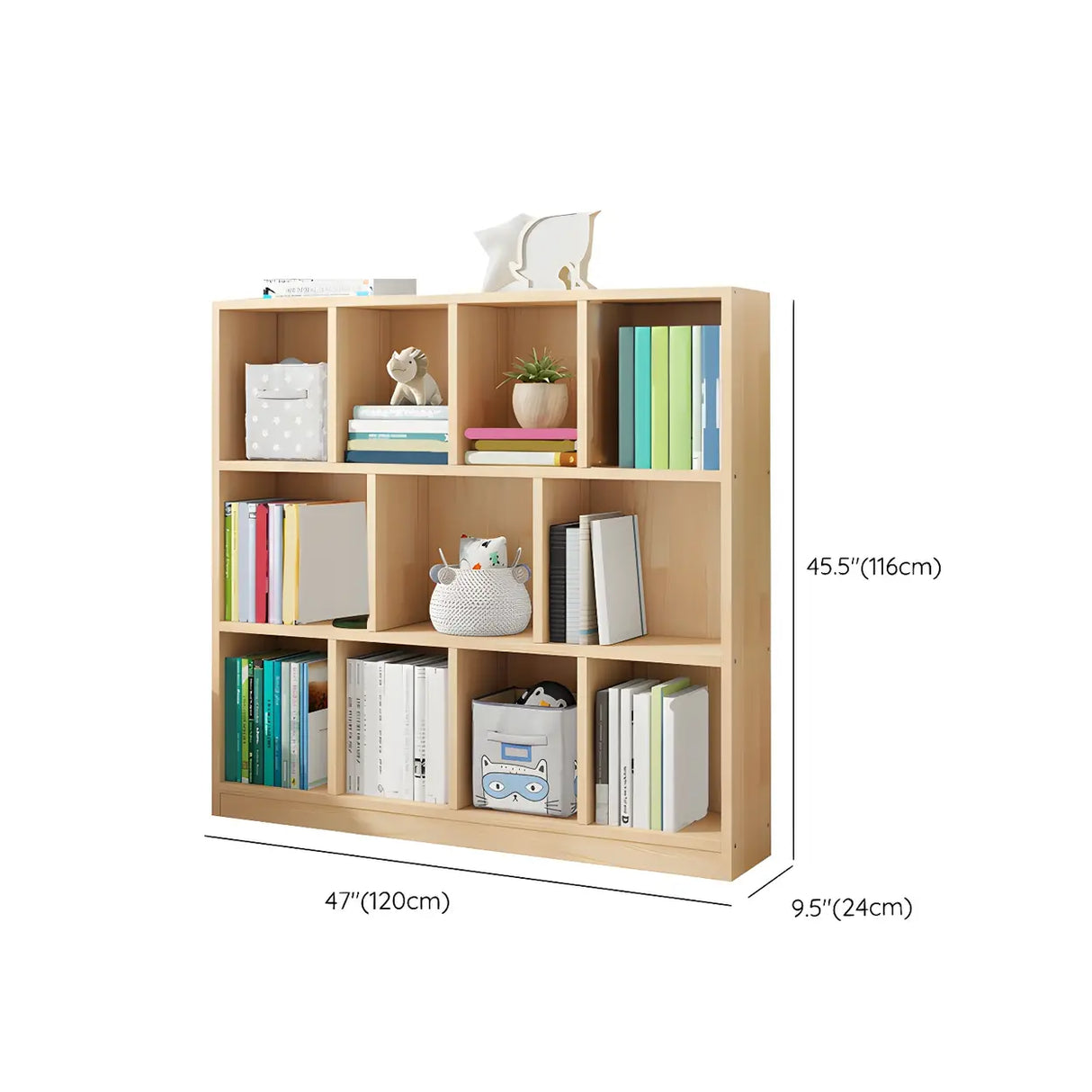 Horizontal Solid Wood Bookshelf Closed Back Bookcase Image - 56