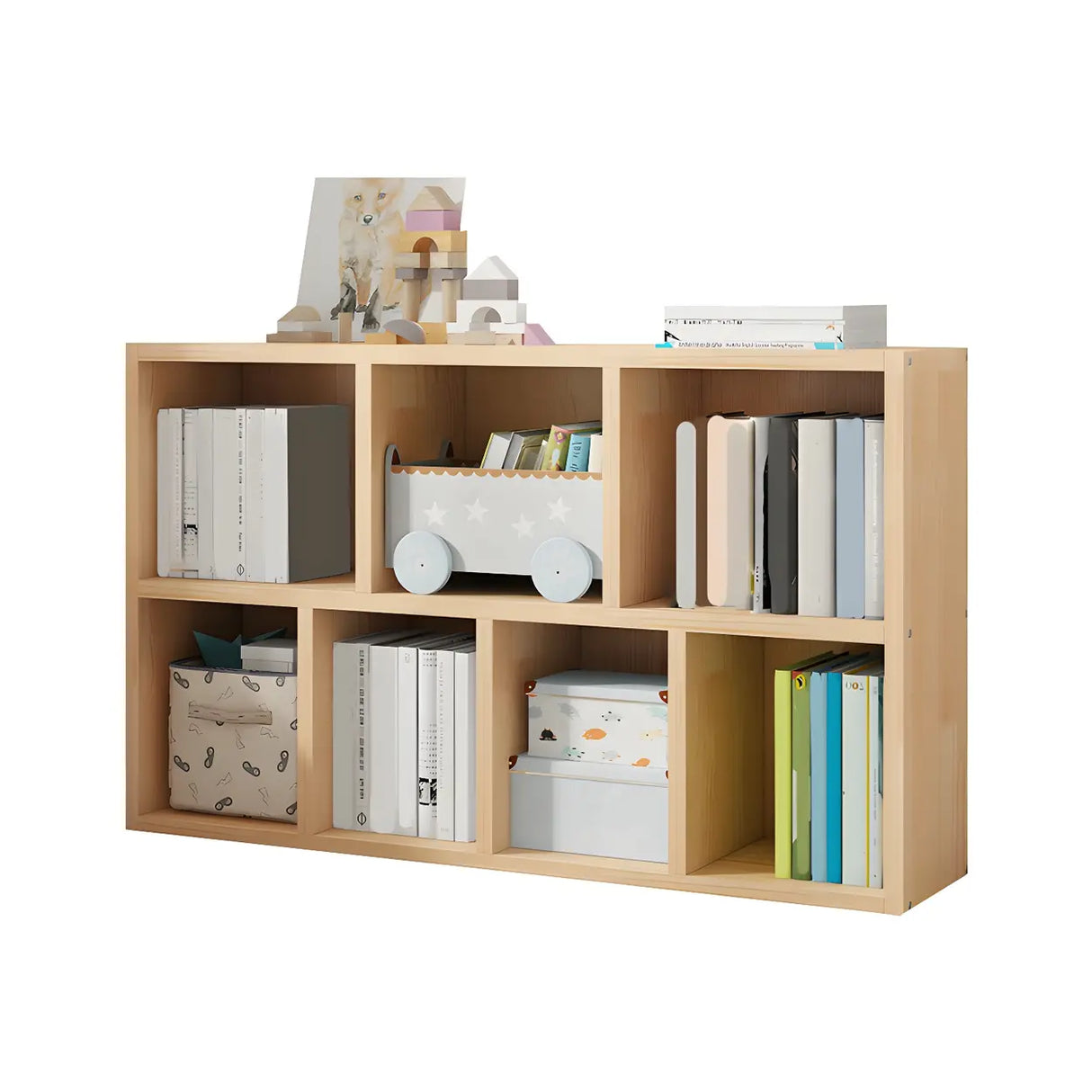 Horizontal Solid Wood Bookshelf Closed Back Bookcase Image - 9