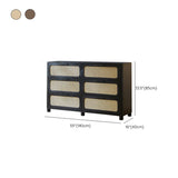 Horizontal Woven Black Wood Double Dresser with Drawers #size