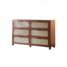 Horizontal Woven Black Wood Double Dresser with Drawers Image - 3