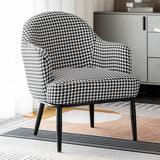 Houndstooth Linen Recessed Arm Fixed Back Arm Chair Image - 11