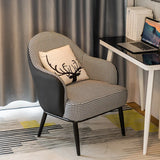 Houndstooth Linen Recessed Arm Fixed Back Arm Chair Image - 12