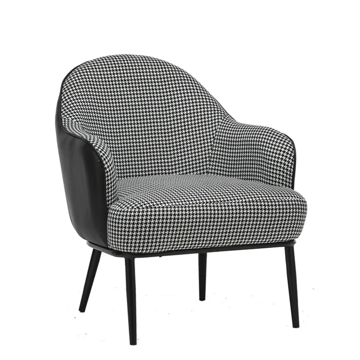 Houndstooth Linen Recessed Arm Fixed Back Arm Chair Image - 5