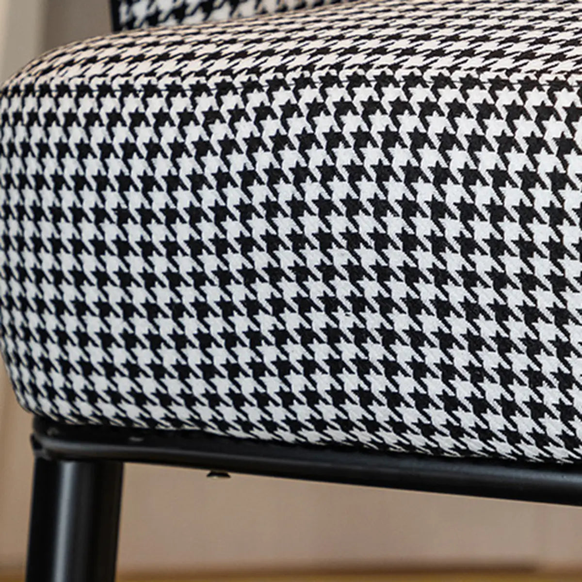 Houndstooth Linen Recessed Arm Fixed Back Arm Chair Image - 7