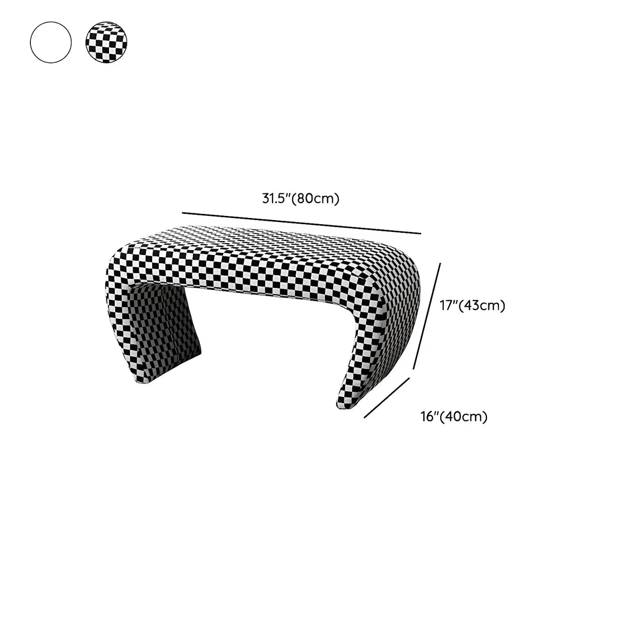 Houndstooth Pattern Upholstered Short Entryway Bench Image - 11