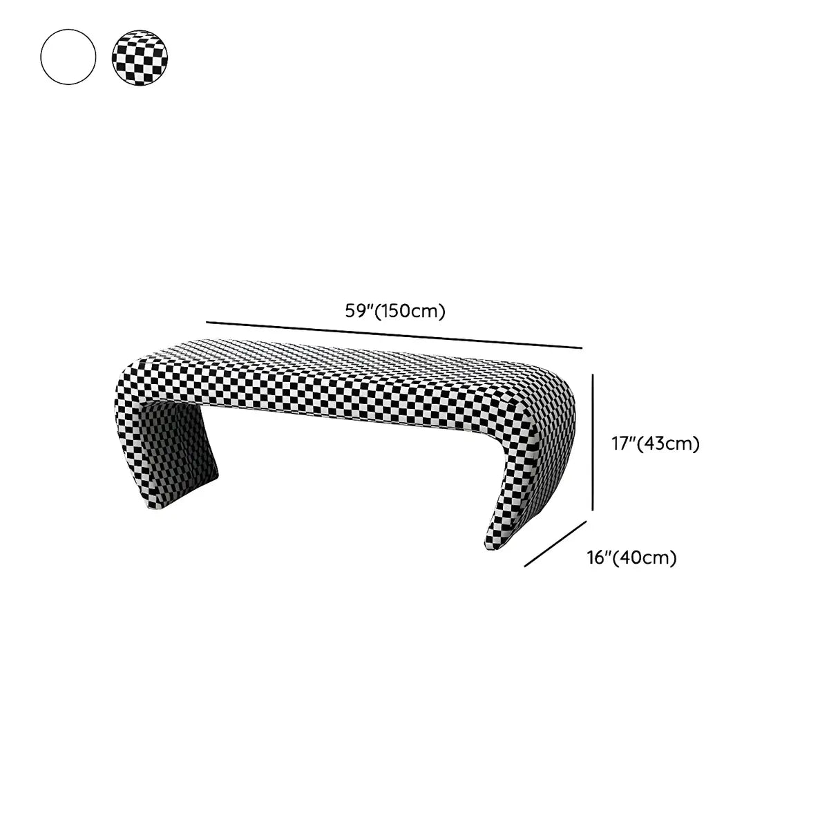 Houndstooth Pattern Upholstered Short Entryway Bench Image - 14