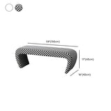 Houndstooth Pattern Upholstered Short Entryway Bench Image - 14