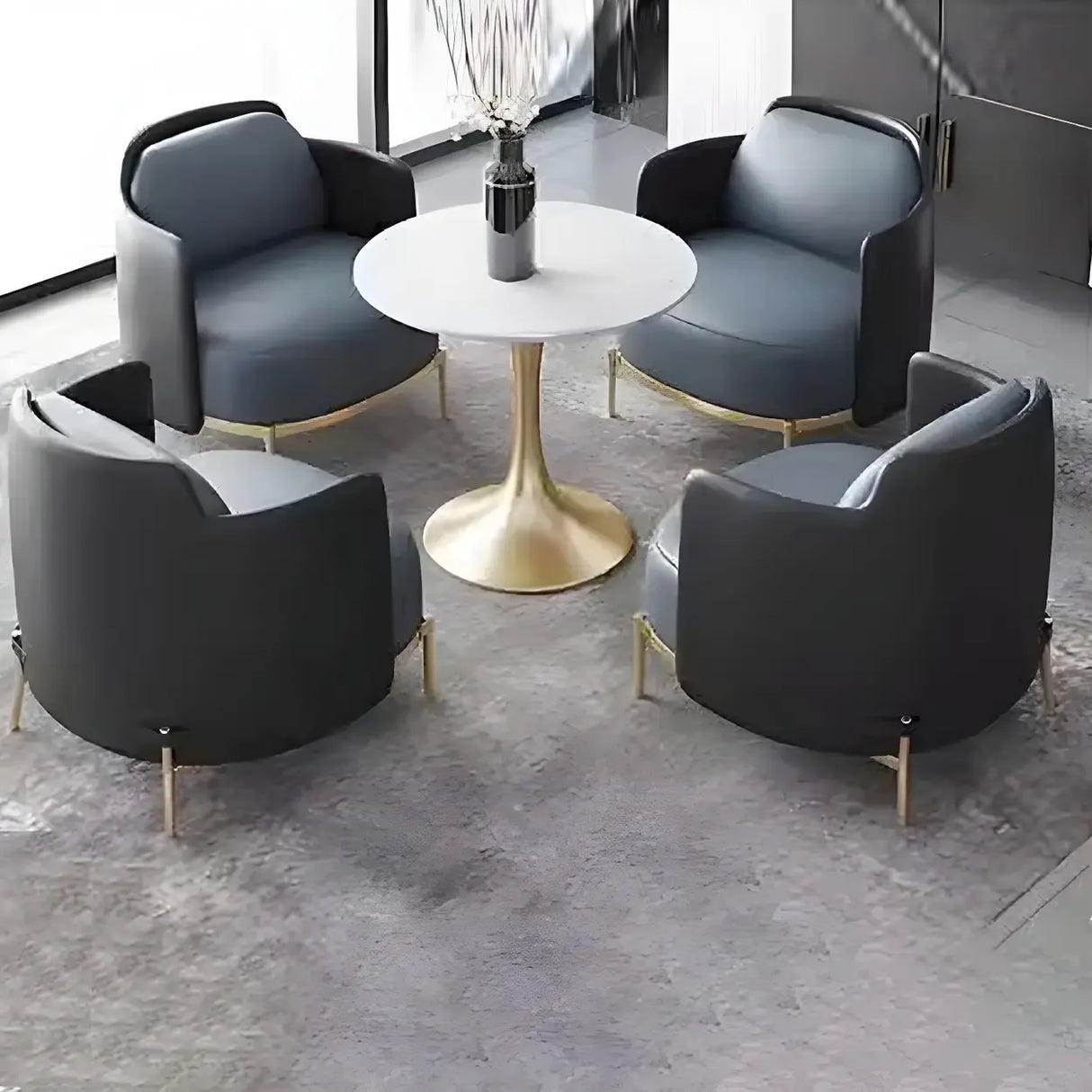 Houndstooth pattern Waterproof Faux Leather Sofa Set Image - 20