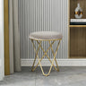 Houndstooth Round Metal Pedestal Upholstered Vanity Stool Image - 12