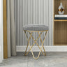 Houndstooth Round Metal Pedestal Upholstered Vanity Stool Image - 18