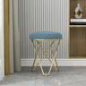 Houndstooth Round Metal Pedestal Upholstered Vanity Stool Image - 4