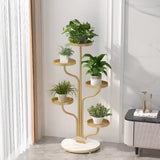 Indoor Circular Multi-Tier Metal Tray Plant Stand Gold Image - 2