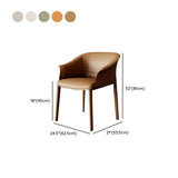 Indoor Light Gray Round Faux Leather Arm Dining Chair #size